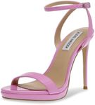 Steve Madden Wafer 4.5 inch High Heels for Women - Women's Open Toe Stiletto Heels with Ankle Strap - Sexy Round Toe Heeled Sandals for Wedding or Date Night, Pink Patent, 6.5