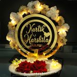 THE BRIDE MADE White Engagement Ring Platter with Customized Name & Date and LED lighit | Wedding Ring Platter | Marriage Decor | Engagement Tray | Saggi Thali