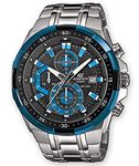 Edifice EFR-539D-1A2VUEF Men's Quartz Watch with Black Dial Analogue Display and Silver Stainless Steel Bracelet