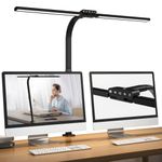 Hapfish LED Clamp Desk Lamp for Office, 24W Double Head Monitor Light Bar, Super Wide & Bright, 5 Color Modes and 5 Dimmable, Eye Protection Gooseneck Clip Table Lamps for Study Computer Screen