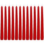BOLSIUS Set of 12 Red Unscented Drip Less Taper Candles- Clean Burning Smokeless Dinner Candles for Wedding & Home Decor Party Restaurant Spa Church- 10 Inch Individually Wrapped