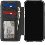 Case-Mate - Tough Leather Wallet Folio - Case for iPhone 12 Mini (5G) - Holds 4 Cards + Cash - 5.4 Inch - Black