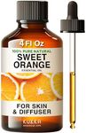 Kukka Sweet Orange Essential Oil for Diffuser - 100% Natural Therapeutic Grade Sweet Orange Essential Oils for Skin Use - Sweet Orange Oil Essential Oil for Aromatherapy (118ml)