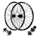 Bike Wheelset 26/27.5/29 Inch, Aluminum Alloy Hybrid/MTB Hub HG Sealed Bearings Disc Brake Mountain Rim for 7-12 Speed 2250g (Color : Black, Size : 26 inch)