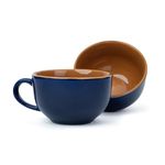 Shay Large Ceramic Coffee Cup Set of 2, Midnight Blue, 320ml | Cappuccino Cup | Glossy Finish | Large Ceramic Coffee Cup | Premium Porcelain Coffee Cup | Microwave Safe (XL Cuppa - Midnight Blue)