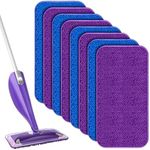 8 Pack Reusable Microfiber Mop Pads Compatible with Swiffer Wet Jet Mop, Wet Jet Pads Refills Washable Microfiber Replacement Pads for Hardwood Floors Wet & Dry Cleaning,Blue and Purple