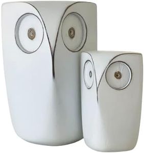 Huey House Wise Owl Decor Statue Sculptures - Set of 2 Small White Resin Figurines, 5¾ & 4 inches high