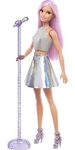 Barbie You Can Be Anything Doll, Pop Star Barbie Doll with Long Pink Hair and Brown Eyes, Toy Microphone, Microphone Stand and Doll Accessories, Toys for Ages 3 and Up, One Doll, FXN98