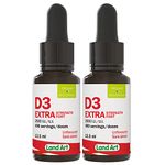 Certified Organic Vitamin D3 (490 Drops/Servings) - Extra Strength - 2500 IU Per Drop - Immune System Support - GMO Free - Gluten Free - Made in Canada - 13.5ml (Pack of 2)