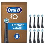 Oral-B iO Ultimate Clean Electric Toothbrush Head, Twisted & Angled Bristles for Deeper Plaque Removal, Pack of 8 Toothbrush Heads, Suitable for Mailbox, Black