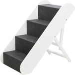 TRIXIE Adjustable 4-Step Pet Stairs, Foldable Carpet Tread Pet Steps, White