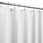 Barossa Design Cotton Blend Shower Curtain Extra Wide 108 Inch - Honeycomb Waffle Weave, Hotel Luxury & Spa, Heavy Weight Fabric, Washable - White, 108x72