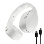 Skullcandy Crusher Evo Wireless Bluetooth Headphones with Multi-Sensory Bass and Charging Cable, Noise Isolating Over-Ear Fit, Up to 40 Hours Battery, Microphone for iPhone Android - Bone