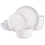 Gibson Soho Lounge Sofia Coupe Dinnerware Set, Service for 4 (12pcs), White w/Speckle