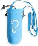 Live Infinitely Universal Water Bottle Carrier - Removable & Adjustable Strap Bottle Holder for Walking, Running & Hiking - Keeps Drinks Cold Due to Insulated Neoprene Sleeve - Blue