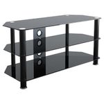 AVF SDC1000CMBB-A TV Stand with Cable Management for Up to 50-Inch TVs, Black Glass, Black Legs
