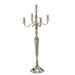 Romantic Hamptons Oversized 5 (Five) Candle Silver Candelabra, Hand Crafted of Silver Aluminum Nickel, Over 3 FT High, (41.25 Inches) Free Standing Floor Unit