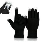 SILENT MONK GloveTouch Woolen touch-screen hand gloves for winter Free size Unisex for Adults (Black) 1 Pair