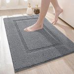 DEXI Bath Mat 40 x 60 cm, Non Slip Bathroom Mat, Soft Microfiber and Super Absorbent Bath Mats for Bathroom, Machine-Washable Bathroom Rug, Grey