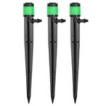 BELLE VOUS 100 Pack of Adjustable Irrigation Drippers - 360 Degree Water Flow Drip Irrigation System - Tubing Stake Emitters for 4-7mm Hose - Watering System for Garden, Greenhouse, Lawn and Patio