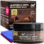Coconix Leather Recoloring Balm Dark Brown - Recolor, Renew, Repair & Restore Aged, Faded, Cracked, Peeling and Scuffed Leather & Vinyl Couches, Boat or Car Seats, Furniture 8 oz