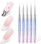 Makartt Nail Art Brushes Set: 5pcs Liner Brushes for Nail 7/9/11/15/25mm Thin Nail Art Design Brush with Cap Nail Polish Brush for Gel Nail Polish Builder Gel 3D Nail Gel French Tip Tool Nail Painting