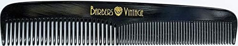 Barbers Vintage Classic Hair Comb for Men. Deluxe Handmade Fine & Coarse-Tooth Comb for Grooming Hair/Beard/Moustache (18cm / 7.1 inch) (Black)