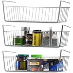 Jucoan 3 Pack Under Shelf Baskets, 38 x 25.4 x 14 cm Slide in Wire Hanging Storage Baskets Under Cabinet Shelf Storage Baskets for Kitchen Pantry Cupboard Closet Bookshelf