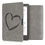 kwmobile Cover Compatible with Kobo Aura Edition 2 Cover - eReader Case - Brushed Heart Grey