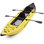 Goplus Inflatable Kayak, 2-Person Kayak Set for Adults with 507 LBS Weight Capacity, 2 Aluminium Oars, EVA Padded Seat, 2 Fins, Hand Pump, Carry Bag, Repair Kit, Portable Touring Kayaks (Yellow)