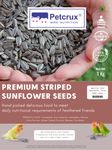 Petcrux Premium Stripped Sunflower Seeds Bird Food for Lovebirds, Sun Conures, Cockatiels, African Grey Parrots, Green Cheek Conure, Macaws, Cockatoo (1 kg Economic Pack)