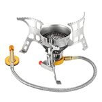 NEAR STOP Stainless Steel Portable Backpacking Stove, Folding Mini Camping Gas Stove With Piezo Ignition, Support Wind-Resistance Camp Stove For Outdoor Camping, Hiking, Cooking With Gas Conversion