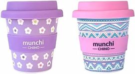 munchi Babyccino Cup Twin Pack for Kids and Adults - Flower + Aztec Design, Reusable Cups Include Silicon Straws, 120ml Capacity (4oz)