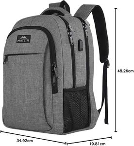 MATEIN 15.6" Travel Laptop Backpack – Grey