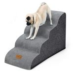 Wide Dog Steps Stairs for Bed 4 Steps 50 cm High for Dogs, Dog Ramp High Density Foam Pet Stairs Washable Cover and Non-Slip Base 40 x 70 x 50CM