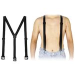 JenPen Y Back Hidden Suspenders for Men Invisible Under the Shirt Suspenders Airport Friendly Adjustable Undergarment Suspenders Men, Black, 45in-Medium