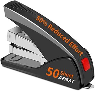 Stapler for Desk, 50 Sheet Effortless Stapler, Desktop Stapler Staple with One Finger, Portable Handheld Ergonomic Stapler Heavy Duty, Built-in Staple Remover, Space Save Size, Good for Home & Office