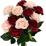 FiveSeasonStuff Real Touch Roses Artificial Flower 12 Stems Silk Roses ‘Petals Feel and Look like Fresh Roses' Bouquet of Flowers Floral Arrangements (#24 Pretty Charming Mix)