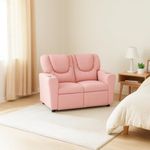 Naomi Home Suri Kids Recliner Loveseat with Cup Holders & Footrests, Pink Faux Leather - Cozy 2-Seater Lounge for Children