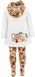 Unique Baby Girls 3 Piece Gobble Gobble Thanksgiving Clothes Set Outfit (7Y, White)