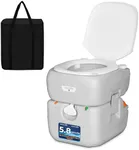 SereneLife Outdoor Portable Toilet with Carrying Bag – Travel Toilet with Waste Level Indicator, Built-in Handles, Adult-Sized Lid, Double Sealed Drain Valve, 3-Directional Flush, Non-Splash Spout