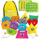 Inbeby Sensory Bean Bags, 12 Fidget Sensory Toys with Emotion Cards for Autism, Texture Shape Sensory Bean Bags, Sensory Toys for Toddlers Kids Sensory Play Tactile Emotions Face Feelings