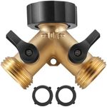 Garden Hose Splitter 2 Way Y Connector Heavy Duty Brass Garden Hose Adapter for Water Hose Spigot Outlet Adapter with 2 Valves Plus 2 Extra Rubber Washers