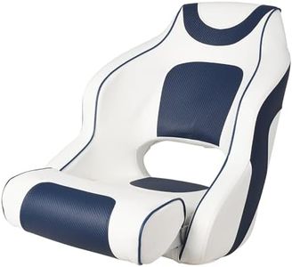 High Back Boat Seat with Flip-Up Armrests, Captain Chair for Fishing Pontoon Boats, Waterproof Marine Seat with Aluminum Hinges & Stainless Steel Hardware, 250 LBS Capacity