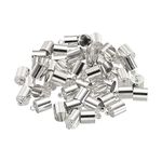 PATIKIL 50Pcs Cord End Caps 7.5mm End Cap Barrel Beads Kumihimo End Caps Brass for Leather Cord, Tassels, Jewelry Making 8mm Length White