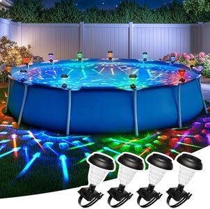 SUNCKET Solar Pool Lights for Framed Above Ground Pools, Waterproof Lights at Night Backyard Pool Accessories, RGB Color Light for Frame Swimming Pools, 4 Pack