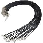 Necklace Cord,Black Necklace String Rope with Clasp, 20 Inch Black Waxed Cotton Cord Necklace Bulk for Charms Pendants, Bracelets, Necklaces, Jewelry Making Supplies and Beading Supplies(20pcs)