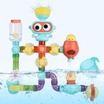 Japace Baby Bath Toys, Bathtub Water Toy with Waterfall Water for 1 2 3 4 5 year olds, Robot Shower Toys Baby Bath Time Toys with DIY Pipes Tubes for Babies Gift Toy Set