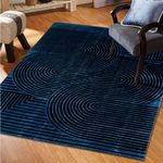 MODEFE 3x5 Feet Rug Carpet Blue Geometric Printed Primium Persian Carpets for Bedroom/Living Area/Home with Anti Slip Backing - Perfect As Floor Rug for Living Room