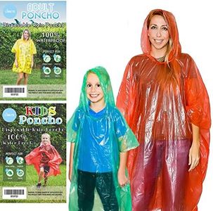 Lingito 20 Pack of Family Rain Ponchos | Disposable Emergency Ponchos | Perfect for Camping, Hiking & Travel